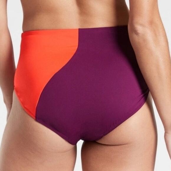 Athleta Asymmetrical Colorblock High Waist Swim Bikini Bottom Size Small - Picture 6 of 10